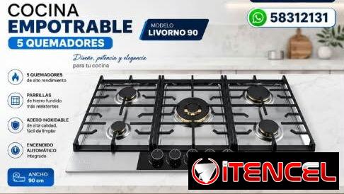 Cocina Drija empotrable 5 quemadores Modelo Livorno 90