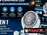 Ventilador recargable CLOUD venta por cantidad, con panel solar, luz y puerto USB