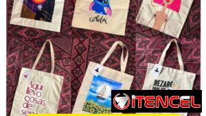 Confección de bolsos de lienzo personalizados.