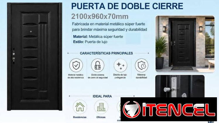 🚧 Puerta de Doble Cierre 📐 Medidas: 2100 x 960 x 70 mm 🏗️ Material: Metálica súper fuerte Estilo: Puerta de lujo 🚧 — foto 3