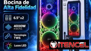 Bocina Milexus,luces led incluye micrófono y control remoto