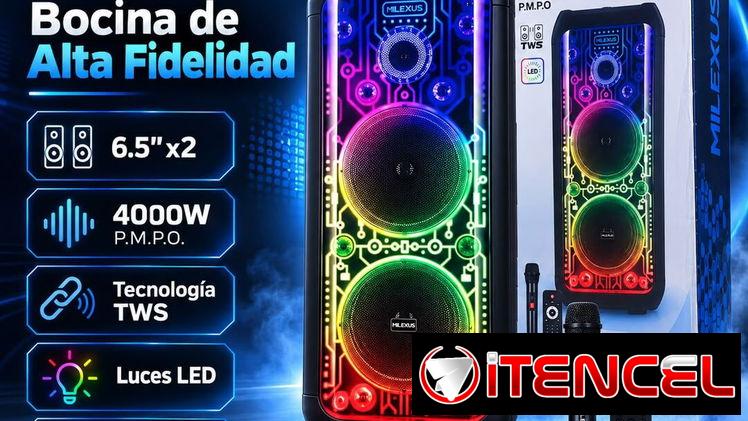 Bocina Milexus,luces led incluye micrófono y control remoto