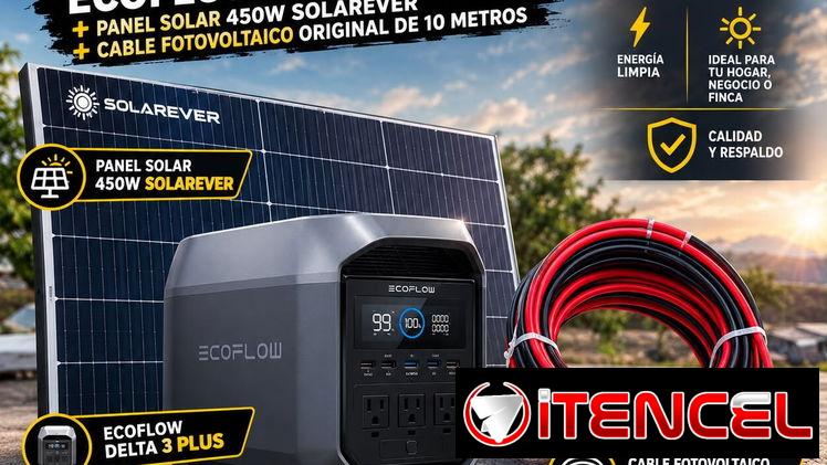 Ecoflow delta 3 plus más panel solar y cable de 10 metros original