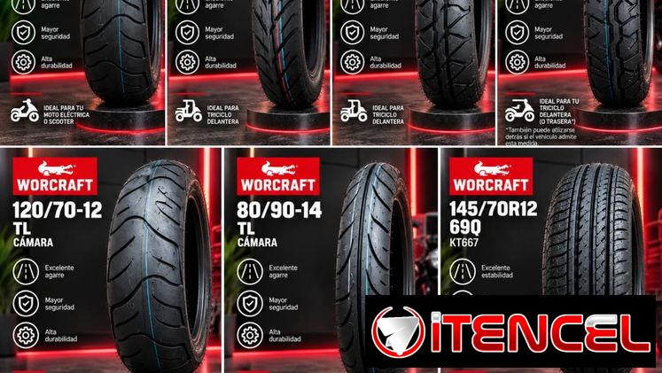 Gomas nuevas para motos eléctricas, scooters, motos automáticas, triciclos y bici-motos.