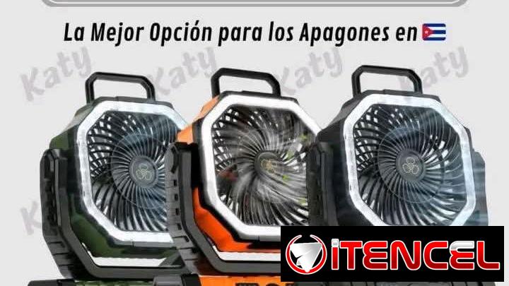 Ventilador recargable F6 de 20mil mAh, puerto USB, lámpara integrada, hasta 50 h de duración
