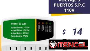 PROTECTOR DE VOLTAJE 3 PUERTOS S.P.C 110V