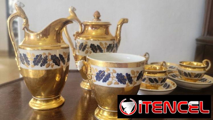☕ Juego de  Café "Vieux París" Imperio 🇫🇷 (1820-1835) Porcelana Y Oro | Con Detalles - Tel: 5358 0956 - Vedado — foto 4