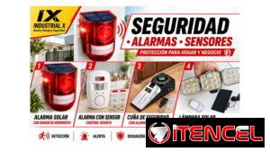 ALARMA SOLAR-SENSOR DE MOVIMIENTO, ALARMA BATERÍAS-SENSOR MOV, ALARMA-CUÑA PARA PUERTAS, LÁMPARA SOLAR DSEGURIDAD-SENSOR