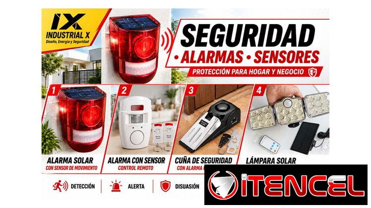 ALARMA SOLAR-SENSOR DE MOVIMIENTO, ALARMA BATERÍAS-SENSOR MOV, ALARMA-CUÑA PARA PUERTAS, LÁMPARA SOLAR DSEGURIDAD-SENSOR — foto 1