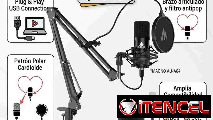 🎙️ Kit de Podcast MAONO AU-A04 - Micrófono USB + Brazo Articulado - $75 USD
