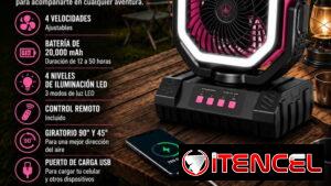 Ventilador recargable F6 20000 mAh (ROSADOS) hasta 50 h de duración de la carga