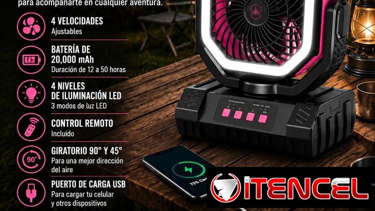 Ventilador recargable F6 20000 mAh (ROSADOS) hasta 50 h de duración de la carga