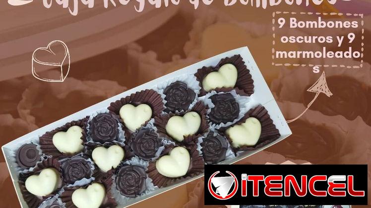 Caja de Regalo con bombones blancos y oscuros