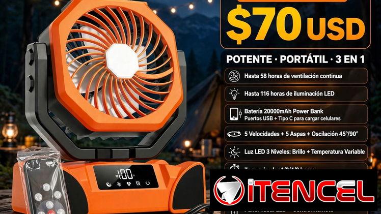 Ventilador recargable de 20 000 mAh. Batería potente de más de 50 horas de ventilación — foto 1