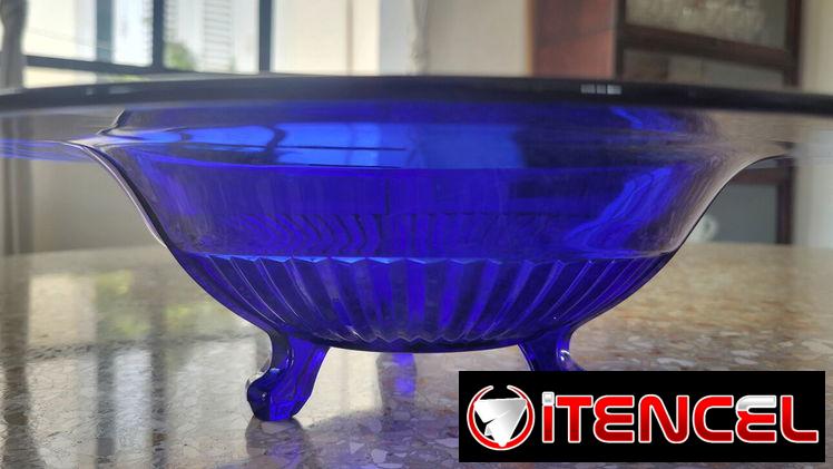 Frutero L.E. Smith Art Deco Ribbed Azul Cobalto (c. 1930) – Tel:5358 0956 – Vedado