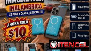 POWER BANK|CARGADOR PORTÁTIL MAGNÉTICO | CARGA INALÁMBRICA | BATERÍA 5000MAH |COMPATIBLE IPHONE | USB-C |