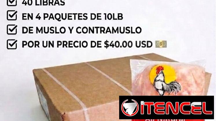 CAJA DE POLLO 40 LIBRAS MUSLO CONTRAMUSLO X 4 PAQUETES = 40 USD
