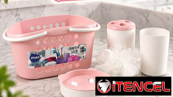 Set de baño Incluye: Esponja de baño Jabonera Porta cepillos Vaso Canasta organizadora en 3500 cup — foto 1