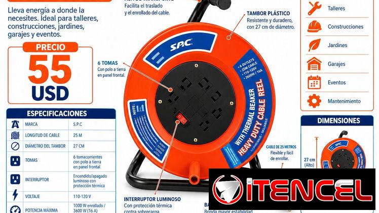 CARRETE DE EXTENSIÓN ELÉCTRICA S.P.C. DE 25 METROS