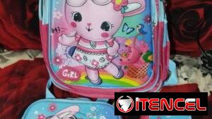 Mochila para niña 🎒 3 en 1 ✨ Mochila + Merendero + Cartuchera 💜