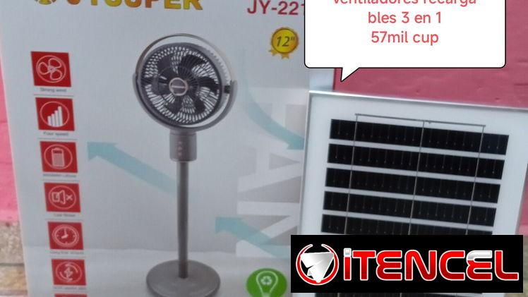 Ventiladores recargables 3 en 1 ,se pone d pie ,un poco más chiquito y d mesa el mismo ventilador ,autonomía 20 horas ,t