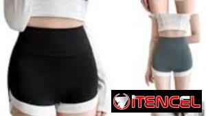 Short de licra de mujer para gyn talla unica Xl colores verde olivo y camelita y gris. Ideal para gyn.