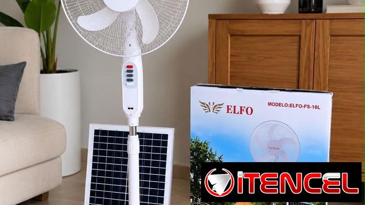 VENTILADOR RECARGABLE DE PEDESTAL CON PANEL