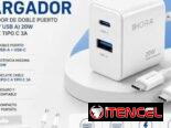 Cargador rápido para iPhone de 2 puertos y 20 W $4500