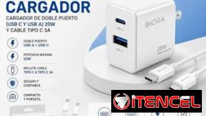 Cargador rápido para iPhone de 2 puertos y 20 W $4500