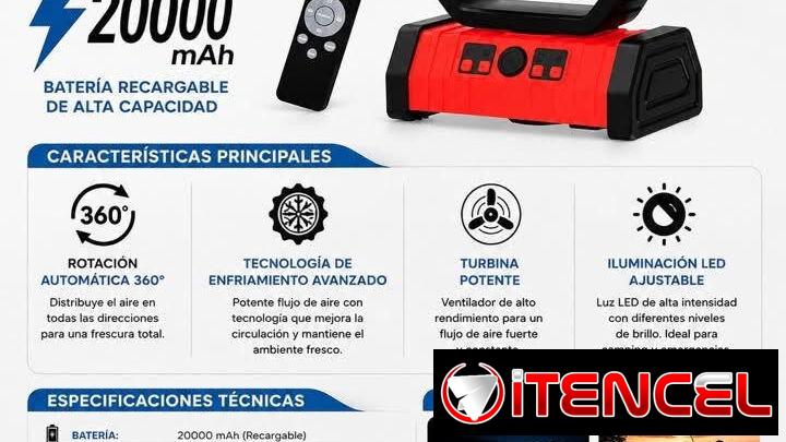 Ventilador Recargable de 20000 mAh. Varios modelos 🪻