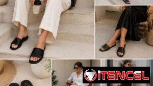 Sandalias negras mujer básicas elegantes.