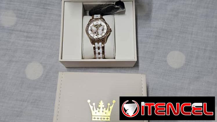 Reloj automático de Lujo para mujer de color blanco y dorado