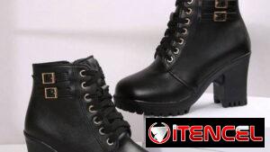 Botas negras de cuero con tacón, #36