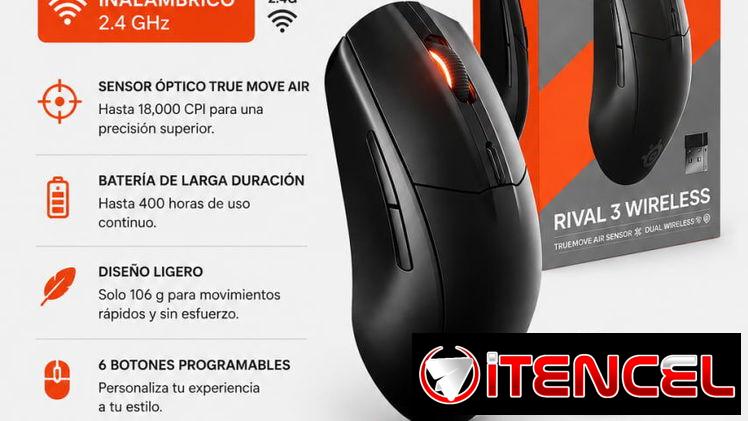 SteelSeries Rival 3 Wireless – Precisión y libertad para gamers y profesionales | 50 USD