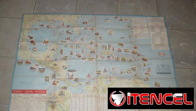 Mapa vintage ESSO de islas del Caribe