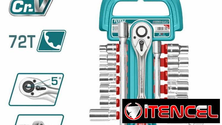 🔧 Set de Llaves Crique y Dados TOTAL 1/2″ – 17 Piezas