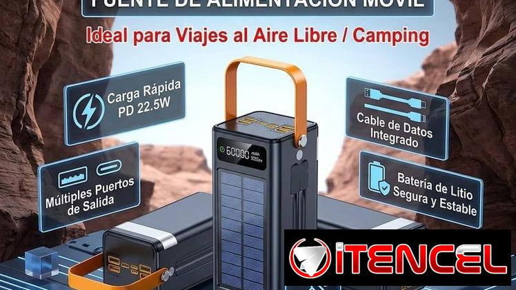 POWER BANK SOLAR 60,000 mAh (Panel + Linterna)