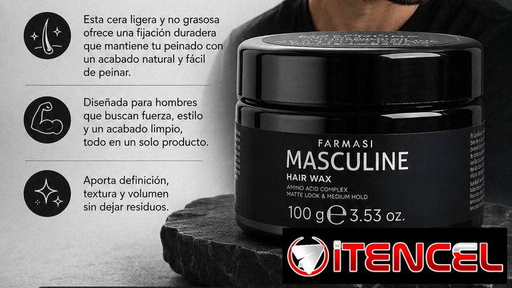 Cera capilar MASCULINE 100g (con arcilla, cera de abeja y aminoácidos) Acabado 100% mate y natural — foto 1