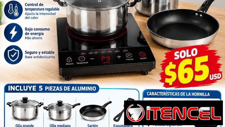 🔥 OFERTA IMPERDIBLE🔥 🍳 Juego de Calderos de Aluminio + Cocina Infrarroja (1 Hornilla)