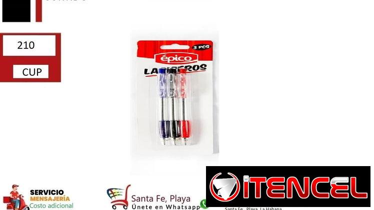 BOLÍGRAFOS REUTILIZABLES 3PCS SURTIDO