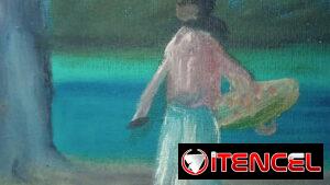 Pintura que evoca nostalgia del campo cubano, un viaje y costumbres de la isla.