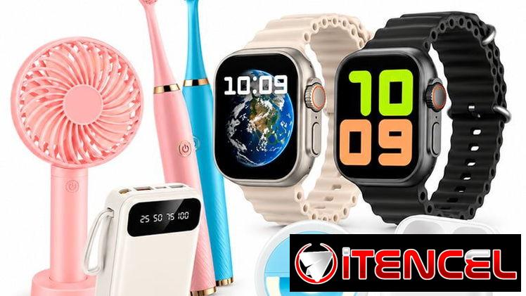 Set de 5 Artículos Tecnológicos de Uso Diario – Reloj Inteligente, Abanico, Cepillo Eléctrico, Banco de Energía y Auricu