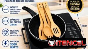 Cocina infrarroja con sargento y utensilios