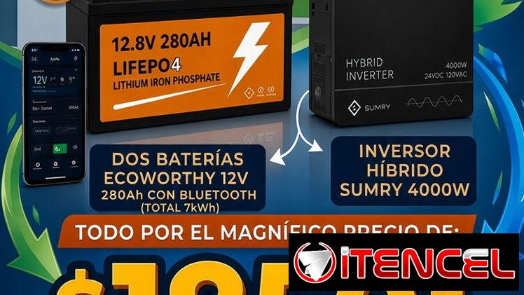 Kit baterías ecoworthy 7 kilos + inversor Sumry 4000w