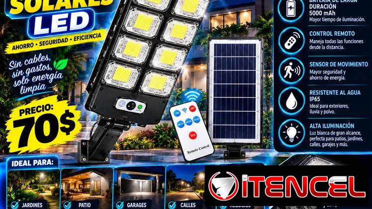 LÁMPARA SOLAR LED 504 LED 🔥☀️Protección IP65 contra lluvia y polvo Panel solar Batería recargable de 5000 mAh📲53321047 — foto 1