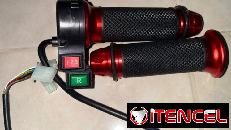 Acelerador / Puños Deportivos para Moto Eléctrica con 3 Velocidades y Reversa (Rojo)