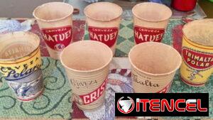 Lote de 7 vasos encerados de cerveza años 50's
