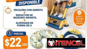 ESCALERA CON ASIENTO + REDUCTOR DE INODORO INFANTIL + ALMOHADA EN FORMA DE U