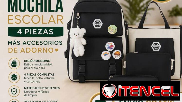 Mochila escolar 4 piezas. Domicilio Incluido