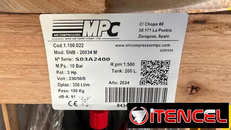 COMPRESOR DE AIRE MPC 200Lt 3HP 220volt 60hz — foto 2